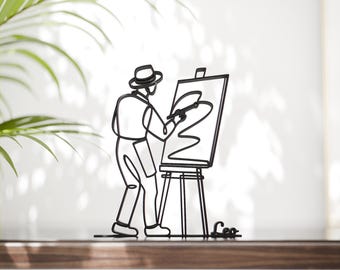Personalized Painter Figure - Minimalist Line Art Sculpture