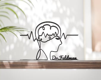 Figura di neurologo personalizzata - Scultura minimalista in stile lineare