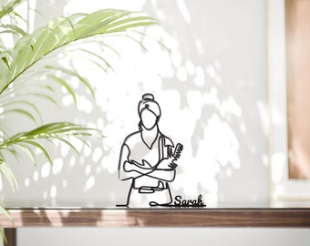 Personalized Hairdresser Figure - Minimalist Line Art Sculpture