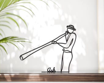 Personalized Didgeridoo Player Figure - Minimalist Line Art Sculpture