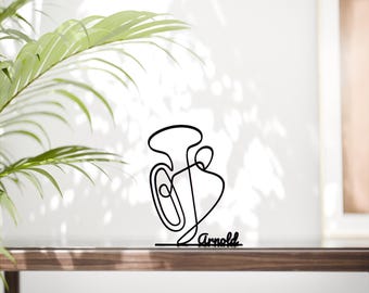 Personalized Tuba Player Figure - Minimalist Line Art Sculpture
