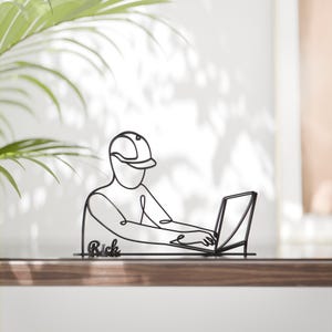 Personalized Computer Engineer Figure - Minimalist Line Art Sculpture