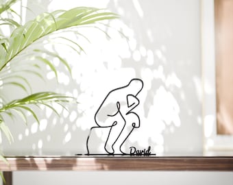 Personalized The Thinker - Minimalist Line Art Sculpture