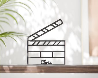 Personalized Movie Clapboard Figure - Minimalist Line Art Sculpture