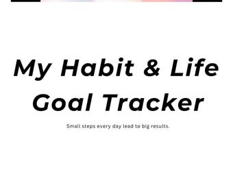 Minimal Habit and Life Goal Tracker | Editable Canva Template | Printable Planner | Self Care and Productivity Journal