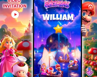 Mario Galaxy Geburtstagsvideo-Einladung – Super Mario Galaxy animiert – Level Up Geburtstagsvideo-Einladung (digitaler Download) – Sofort-Download