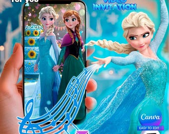 Frozen animated birthday invitation digital - - Perfect for sharing via WhatsApp, iMessage, or social media- Instant Download