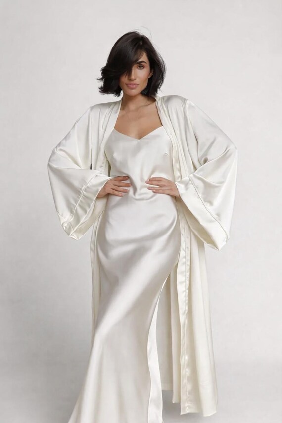 Bridal Silk Robe & Maxi Slip Dress Set – Wedding Loungewear