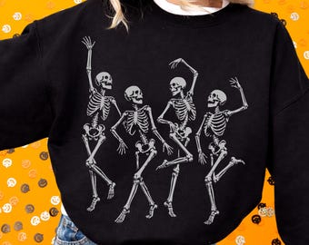 Dancing Skeleton Halftone PNG, Four Skeleton Halloween Design
