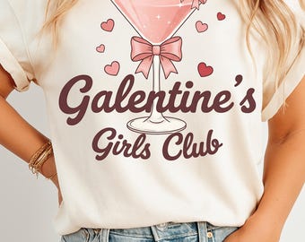 Galentine's Girls Club Martini Bow PNG, Coquette Valentine Graphic (Digital Download)