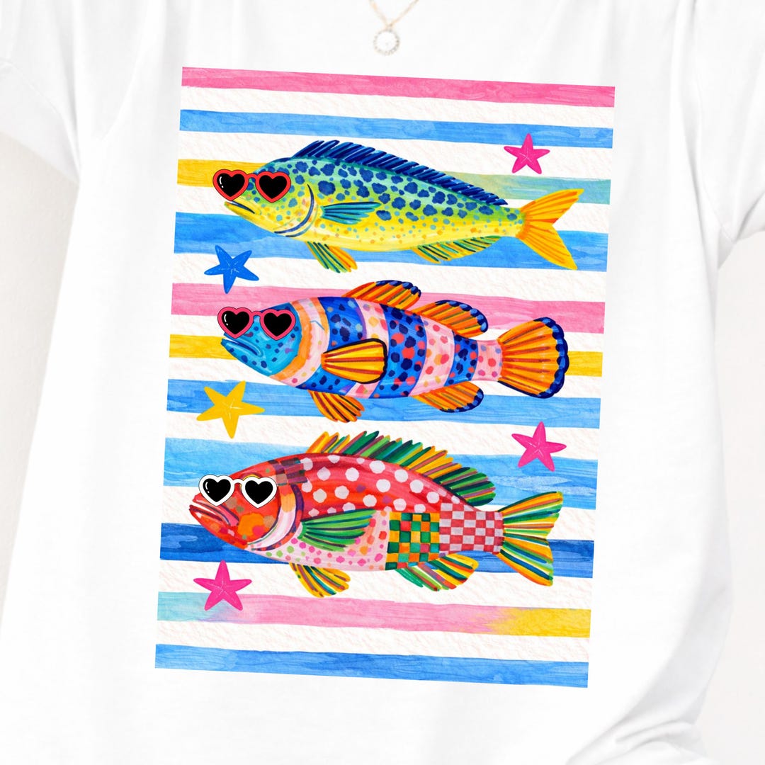 Preppy Fish PNG, Coastal Summer Fish Design, Girly Fishing PNG, Beachy ...