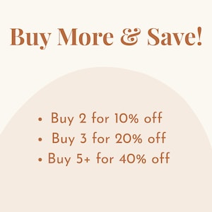 text that says "Buy More & Save!" and provides discounts for buying multiple items. It offers a 10% discount on buying 2 items, a 20% discount on buying 3 items, and a 40% discount on buying 5 or more items.