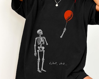 Funny Skeleton Halftone PNG, Dark Humor Balloon Design