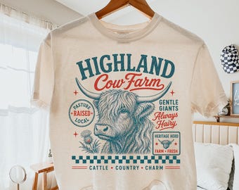 Highlander Cow PNG | Vintage Highland Cow Farm Design
