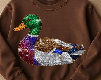 Rhinestone Mallard Duck PNG, Crystal Sparkle Graphic (Transparent Background)