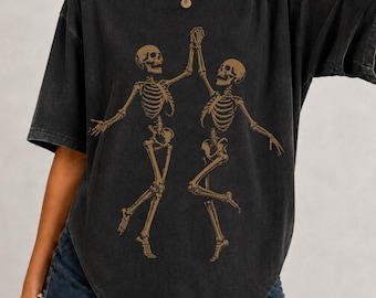 Dancing Skeleton Halftone PNG, Vintage Skeleton Couple Design
