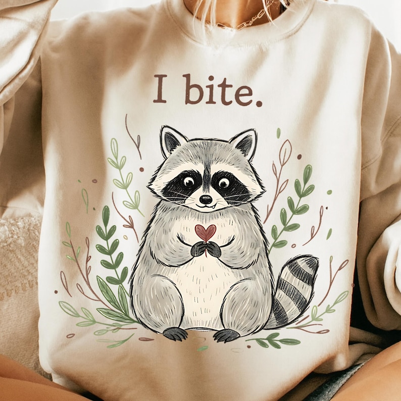 I Bite Raccoon PNG, Funny Feral Raccoon Valentine PNG, Woodland Animal ...