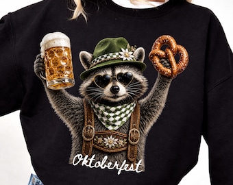 Raccoon Oktoberfest PNG, Trash Panda Beer Lover Graphic (Digital Download)