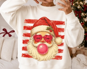 Classic Santa PNG, Retro Pink Vintage Illustration - 300 DPI, Transparent Background, DTF Sublimation