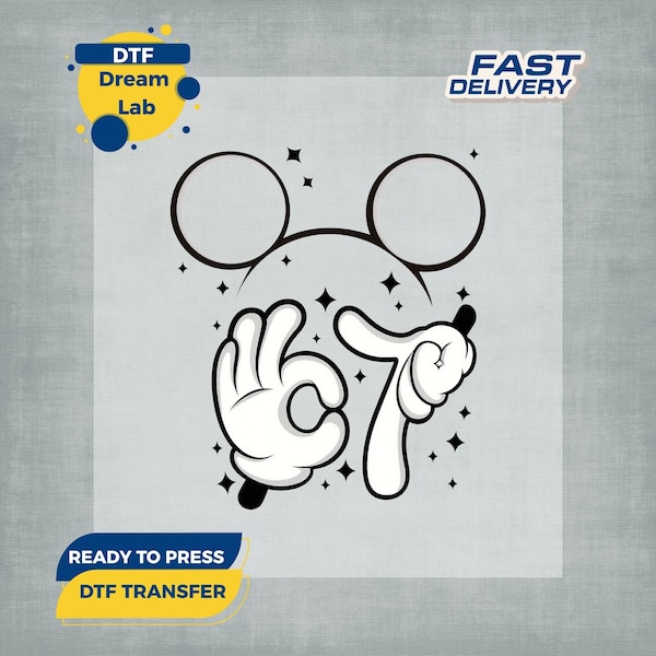 Preppy Disney Six Seven DTF Transfers: Mickey 6-7 Ready To Press