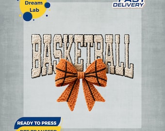 Faux Yarn Basketball Game Day DTF Transfer, Coquette Basketball Iron On