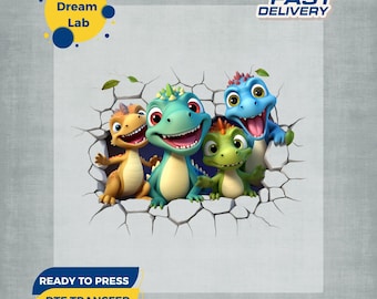 Dinosaurs DTF Transfer: Children's T-Shirt Heat Press Print