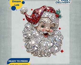 Transferencia DTF de Papá Noel navideño retro, prensa térmica navideña, no mosaico