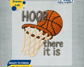 Faux Yarn Basketball Hoop There It Is DTF Transfer, Game Day Basketball Iron On, Sports Iron On
