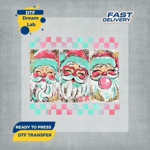 Preppy Coquette Santa Christmas DTF Transfer, Xmas Heat Press