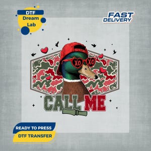 Call Me Duck DTF Transfer: Alla hjärtans dag-strykmönster