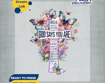 God Says You Are DTF Transfer: Christian Heat Press, Religious Iron On