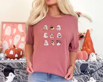 Halloween-t-shirt med spöken som läser böcker, bokälskare-t-shirt