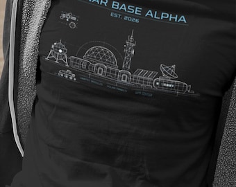 Moon Base Blueprint T-Shirt – Lunar Colony Sci-Fi Graphic Tee