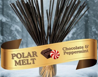 Incienso de doble aroma, chocolate con manteca de cacao y menta (28 cm) / Incienso polar fundido, sumergido a mano, 25-100 unidades + muestra