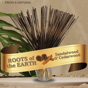 Cedarwood & Sandalwood Dual Scent Incense Sticks (11”) | Hand-Dipped Roots of the Earth, 25–100 Count + Sample