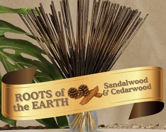 Incienso de doble aroma de cedro y sándalo (28 cm) / Roots of the Earth (Raíces de la Tierra), 25-100 unidades + muestra