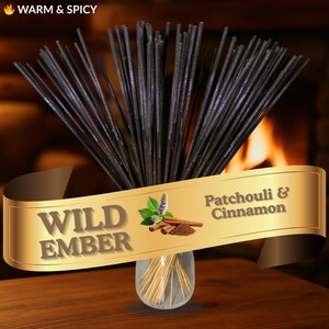 Patchouli & Cinnamon Dual Scent Incense Sticks (11”) | Hand-Dipped Wild Ember, 25–100 Count + Sample