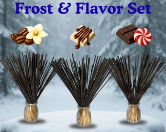 Paquete de muestra Frost & Flavor: Incienso Delta Blend dulce, fresco y acogedor (3 aromas, 30 varillas en total). Varillas de incienso de 28 cm bañadas a mano.