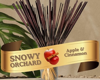 Incienso de manzana y canela con aroma dual (28 cm) / Huerto nevado bañado a mano, 25-100 unidades + muestra