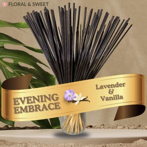 Lavender & Vanilla Dual Scent Incense Sticks (11”) | Hand-Dipped Evening Embrace, 25–100 Count + Sample