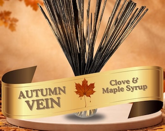 Incienso de clavo y jarabe de arce con aroma dual (28 cm) / Vena otoñal bañada a mano, 25-100 unidades + muestra