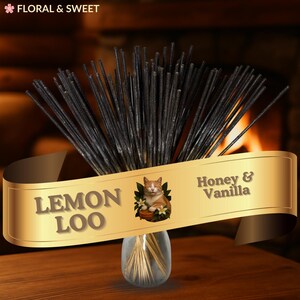 Vanilla & Golden Citrus Honey Dual Scent Incense Sticks (11”) | Hand-Dipped Lemon Loo, 25–100 Count + Sample