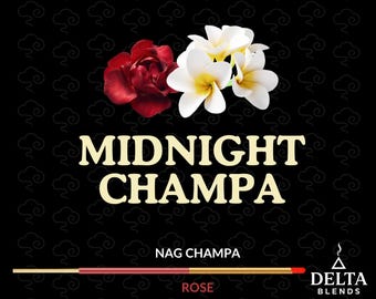 Midnight Champa Dual Scent 11" Incense Sticks — 25, 50, 100 Count | Nag Champa & Rose | Includes 3-Stick Sample Pack