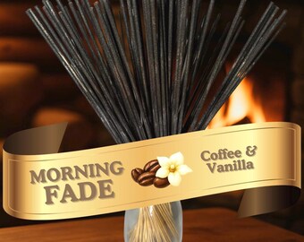 Incienso de aroma dual de café y vainilla (28 cm) / Incienso matutino sumergido a mano, 25-100 unidades + muestra