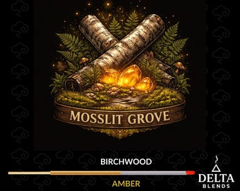 Incienso de doble aroma de abedul y ámbar (28 cm) / Mosslit Grove, sumergido a mano, 25-100 unidades + muestra
