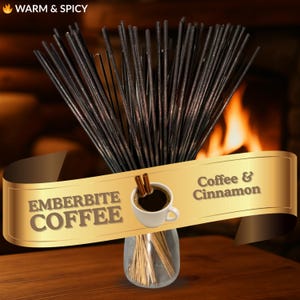 Cinnamon & Coffee Dual Scent Incense Sticks (11”) | Hand-Dipped Emberbite Coffee, 25–100 Count + Sample