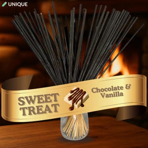 Cocoa Butter Chocolate & Vanilla Dual Scent Incense Sticks (11”) | Hand-Dipped Sweet Treat, 25–100 Count + Sample