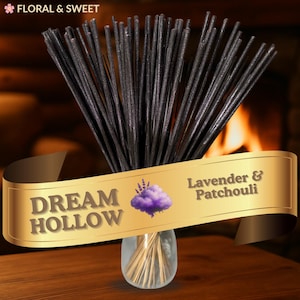 Lavender & Patchouli Dual Scent Incense Sticks (11”) | Hand-Dipped Dream Hollow, 25–100 Count + Sample