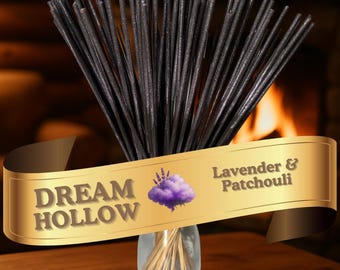Incienso de lavanda y pachulí con aroma dual (28 cm) / Dream Hollow, sumergido a mano, 25-100 unidades + muestra
