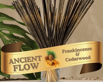 Incienso de incienso y cedro con aroma dual (28 cm) / Incienso de flujo antiguo sumergido a mano, 25-100 unidades + muestra
